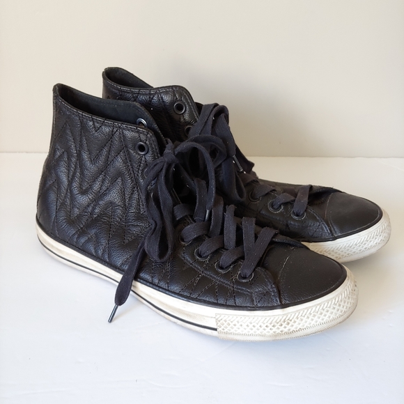 Converse Chuck Taylor All Star Quilted Leather Hi Top Sneakers Black Size 9.5 - Picture 4 of 14